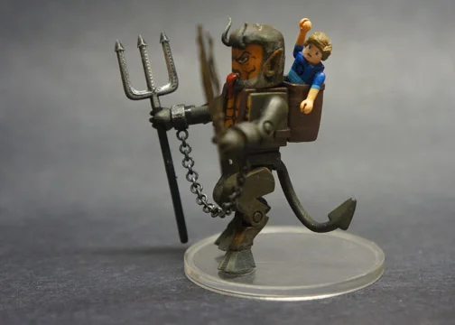 Krampus Minimates character with all 3D printed accessories. This figure was assembled and painted by Minimates customizer Nervous Rex with whom I got to collaborate on a special project. Two related custom "fantasy creatures" were to be created and displayed together. The results were then auctioned off - the funds going to Right to Play to help pay to build playgrounds in underserved communities. We created this Krampus character along with his partner, Saint Nicholas, below.
