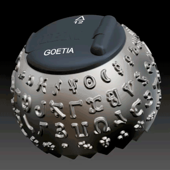  Used Maya, ZBrush, Photoshop and Illustrator to create a&nbsp;3D model of an IBM Selectric typewriter ball with Enochian letters and other symbols found in&nbsp; The Lesser Key of Solomon .&nbsp;   