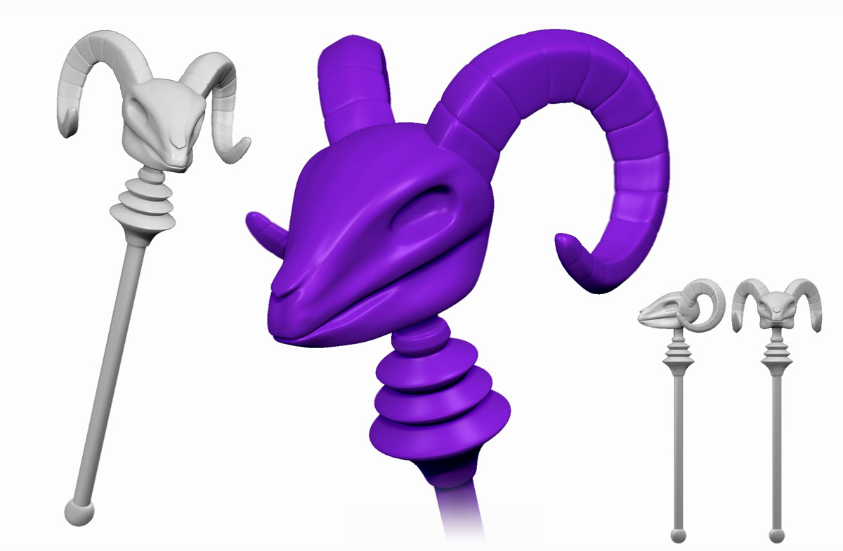 Skeletor's Havoc Staff scaled and stylized for use with Minimates.