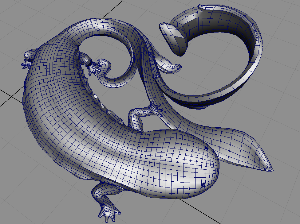 Screen capture from Maya of an early, low-detail stage of the 3D model.