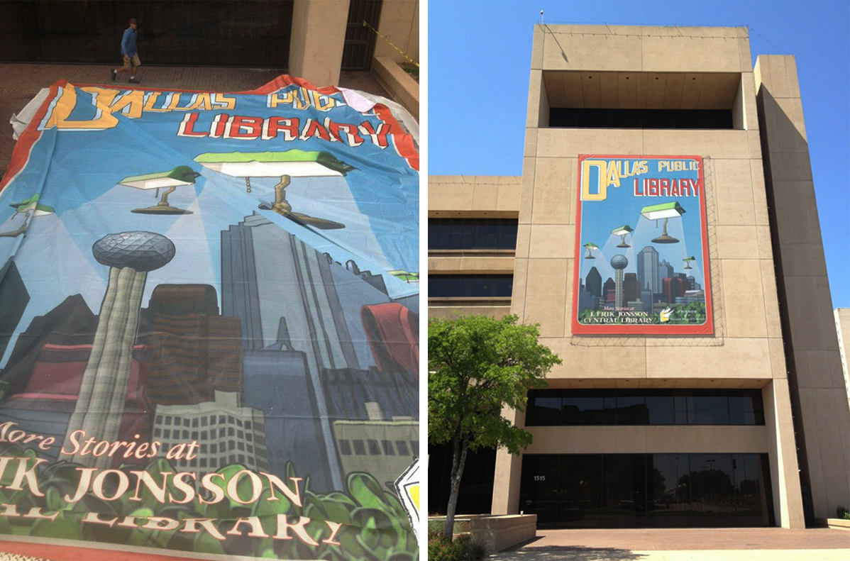 Final banner is 46 feet tall and over 30 feet wide. More about this project here .