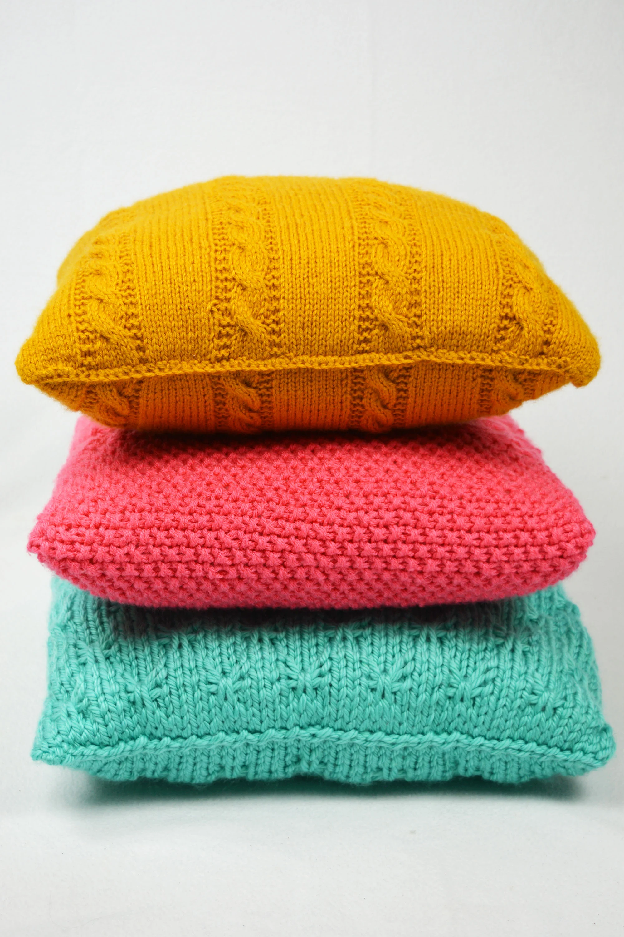 yellow knit pillow