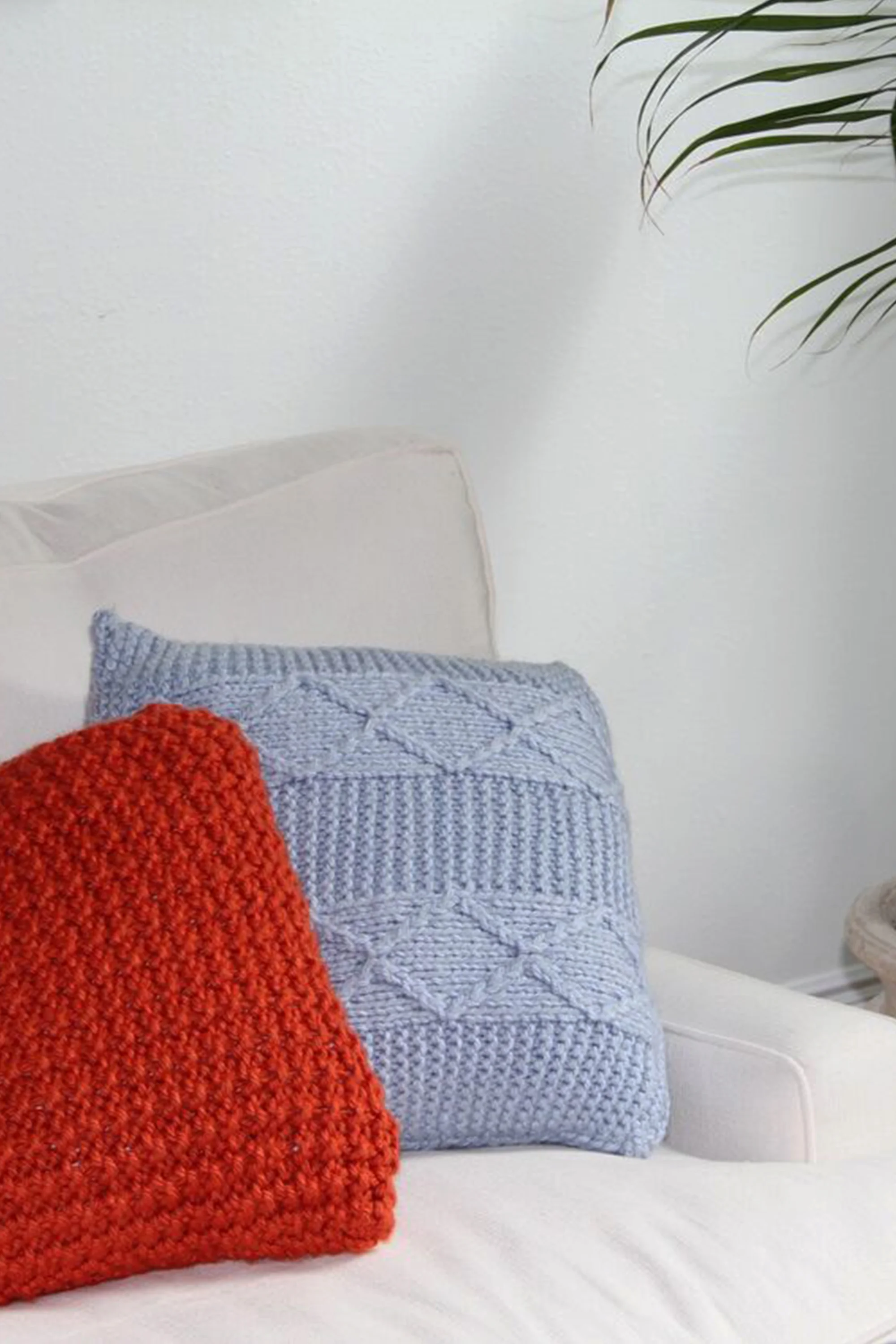 red knit pillow