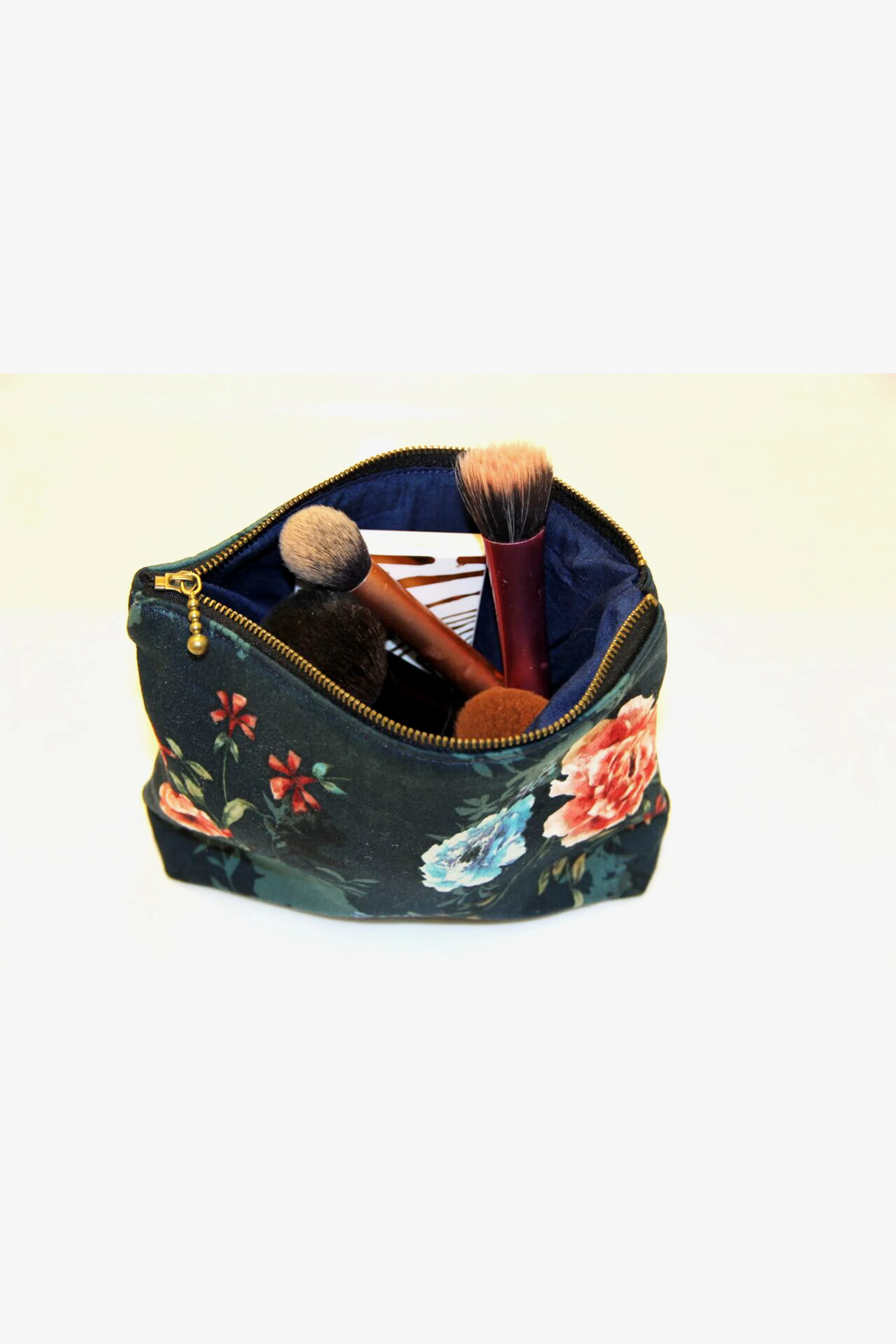 zip pouch make up bag navy floral.jpg