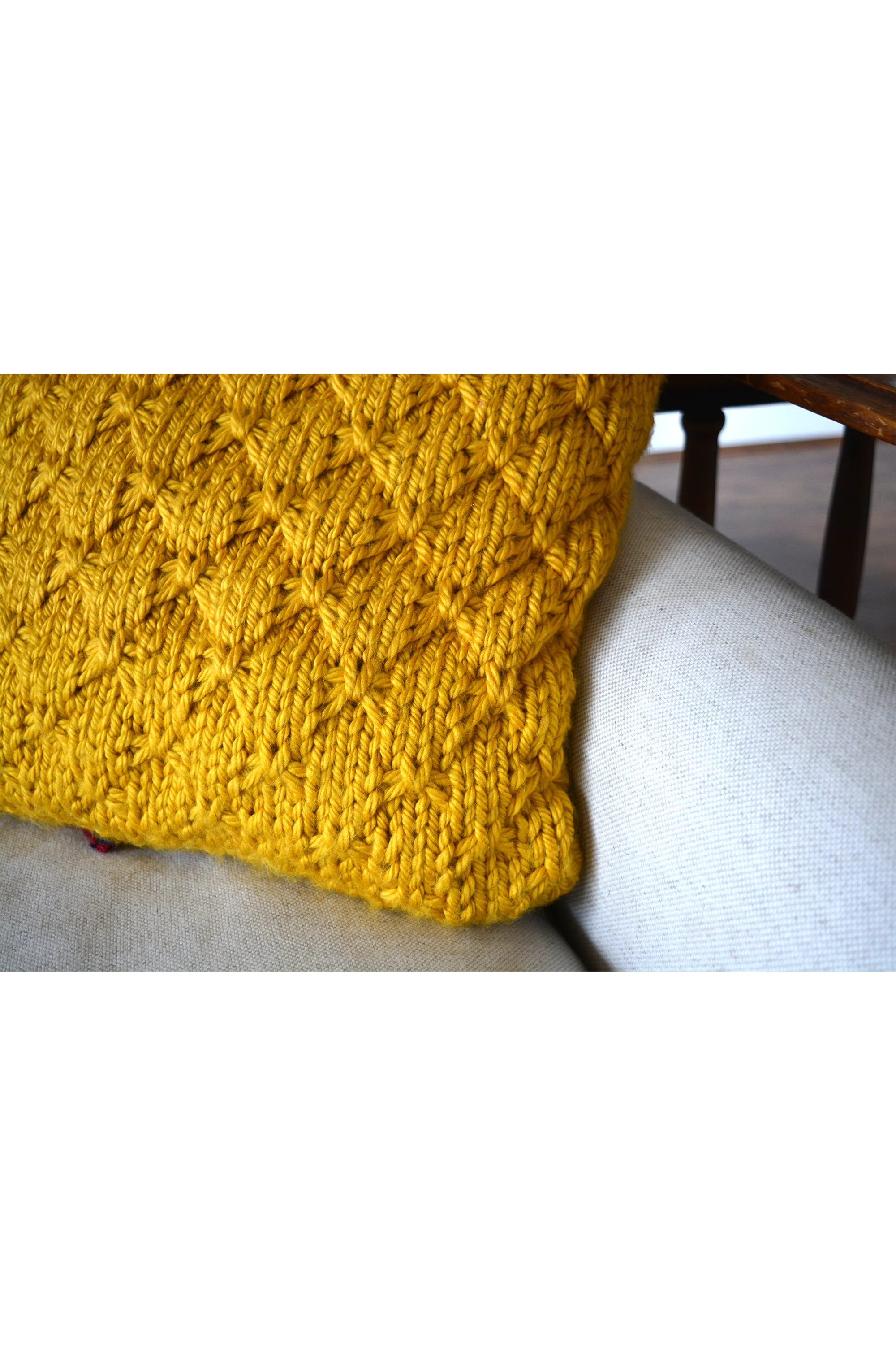 yellow knit pillow