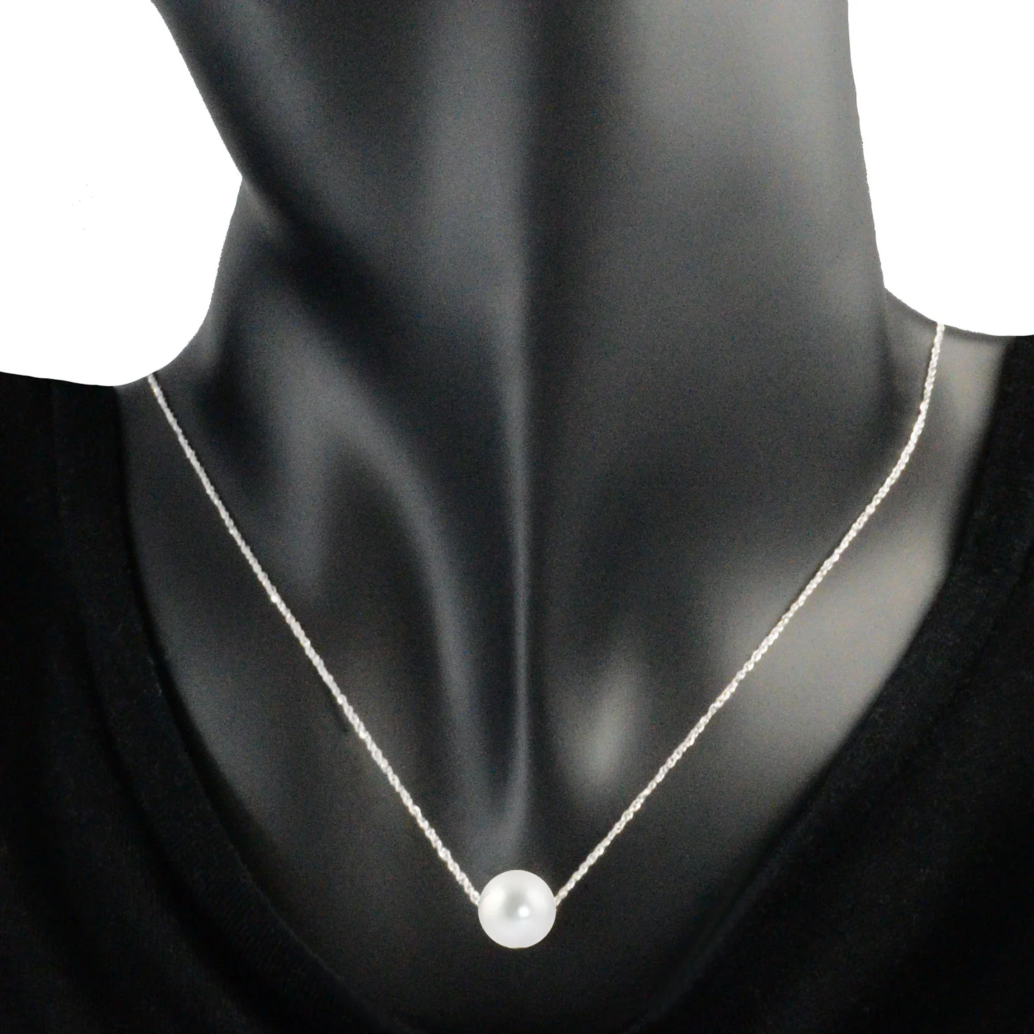 White Pearl Slider on 14k White Gold 