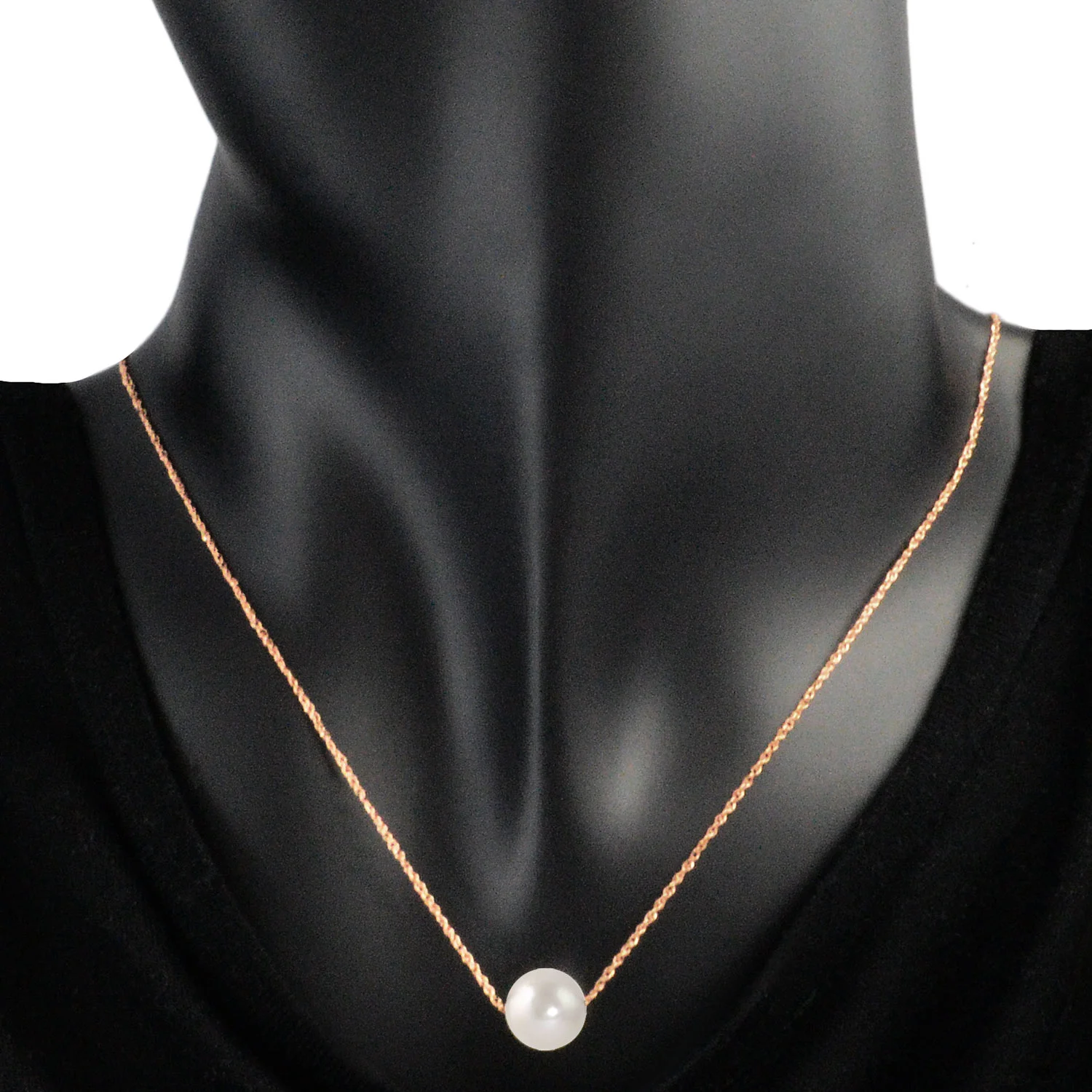 Pearl Slider on 14K Rose Gold Necklace 