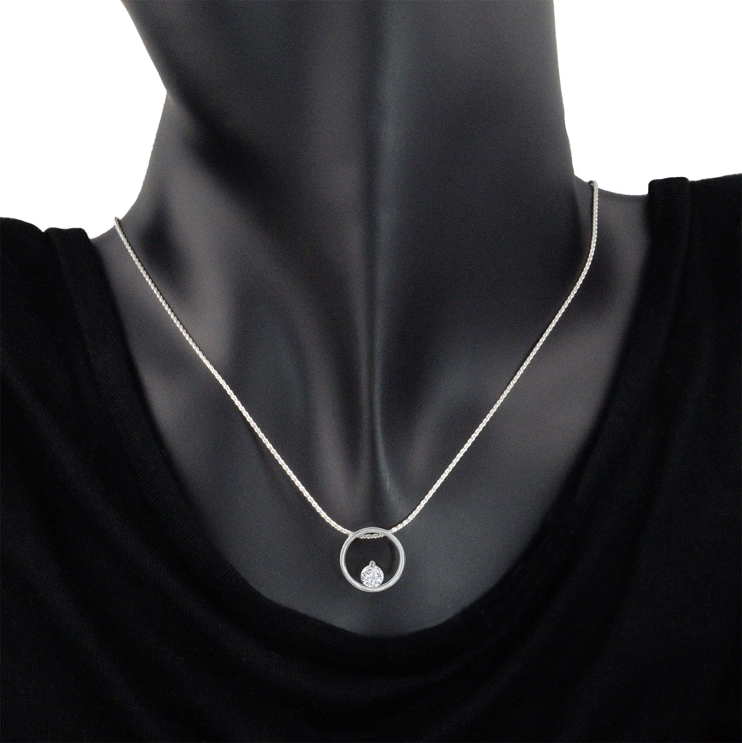 14K White Gold Diamond Circle Necklace — Mark Michael Diamond Designs