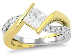 9. Our Striking engagement ring features a modern design and a twisting open work band.