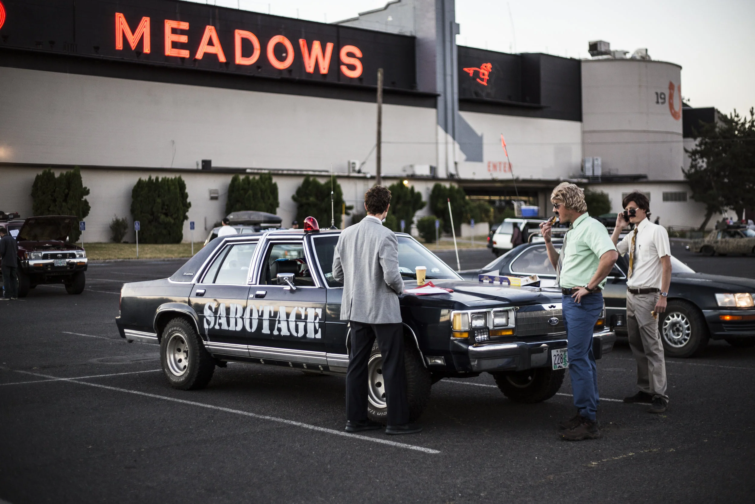 Gamblers at the start of the event, taking the theme of their hooptie very seriously.