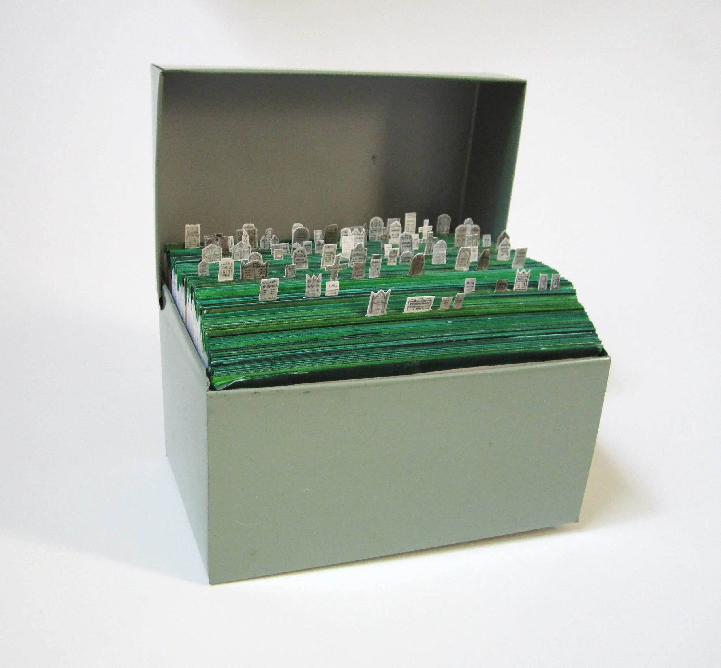   Catalogue , 2012, found box, index cards, watercolor, gesso, ink 