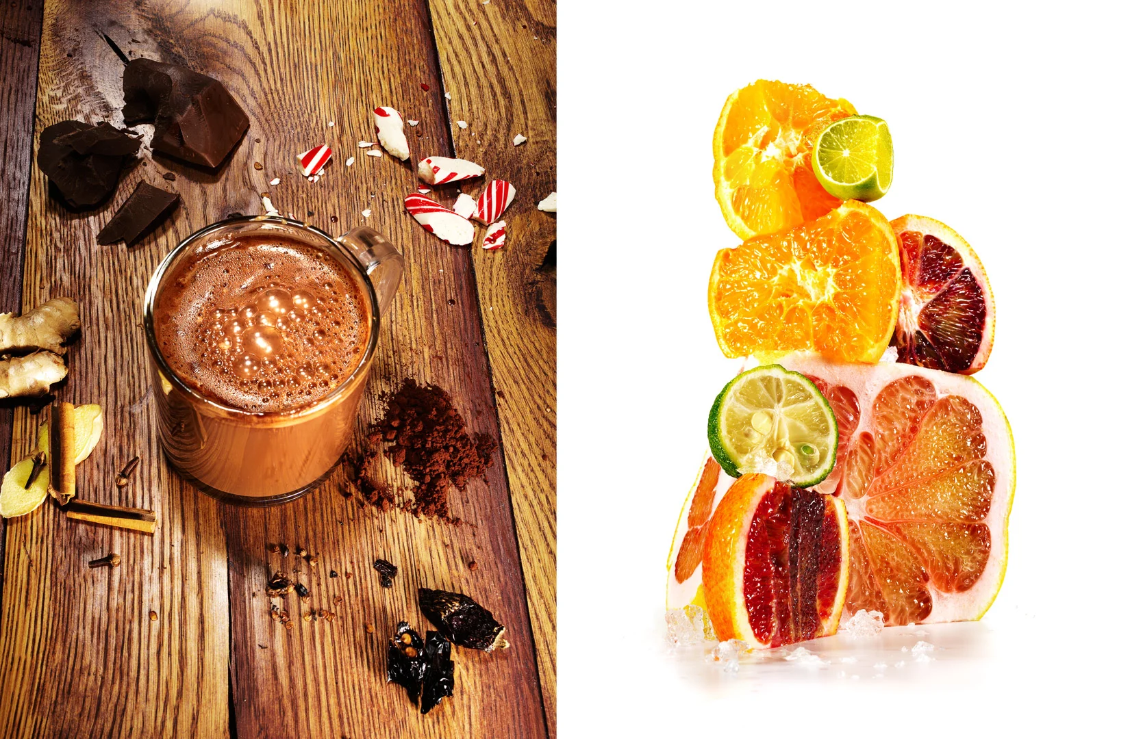 hot chocolate citrus fruit