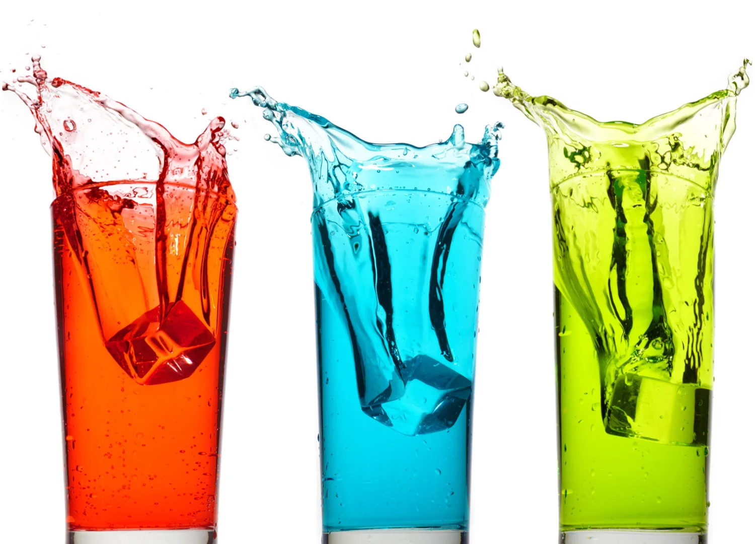 color soda drops splashes