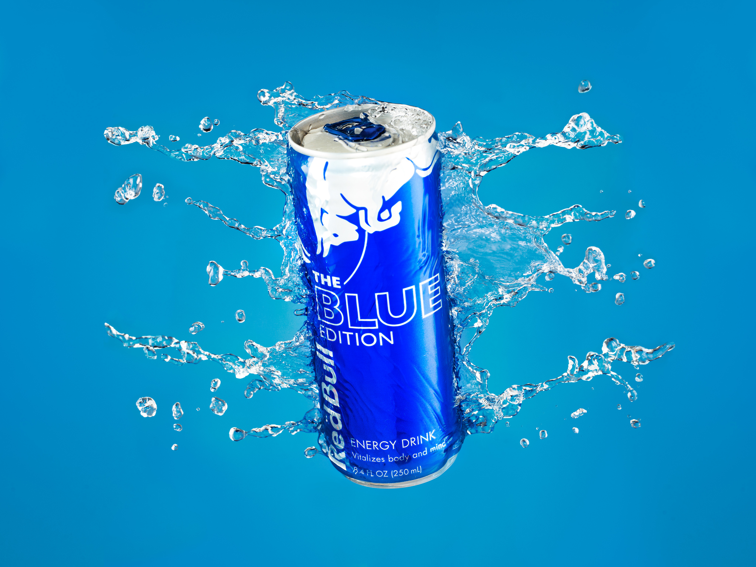 red bull can splashes