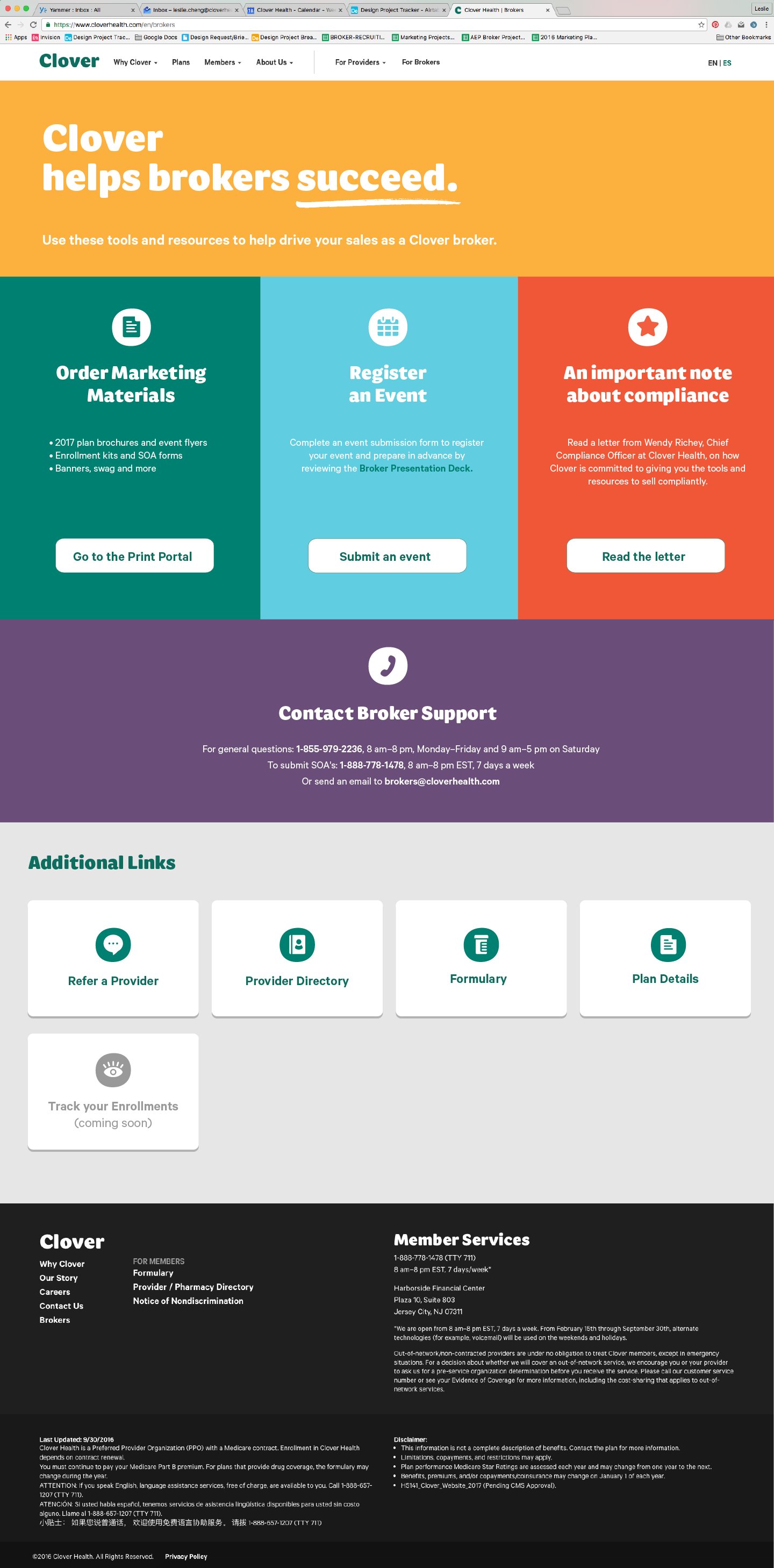 Web page for our brokers to easily access frequently used resources.