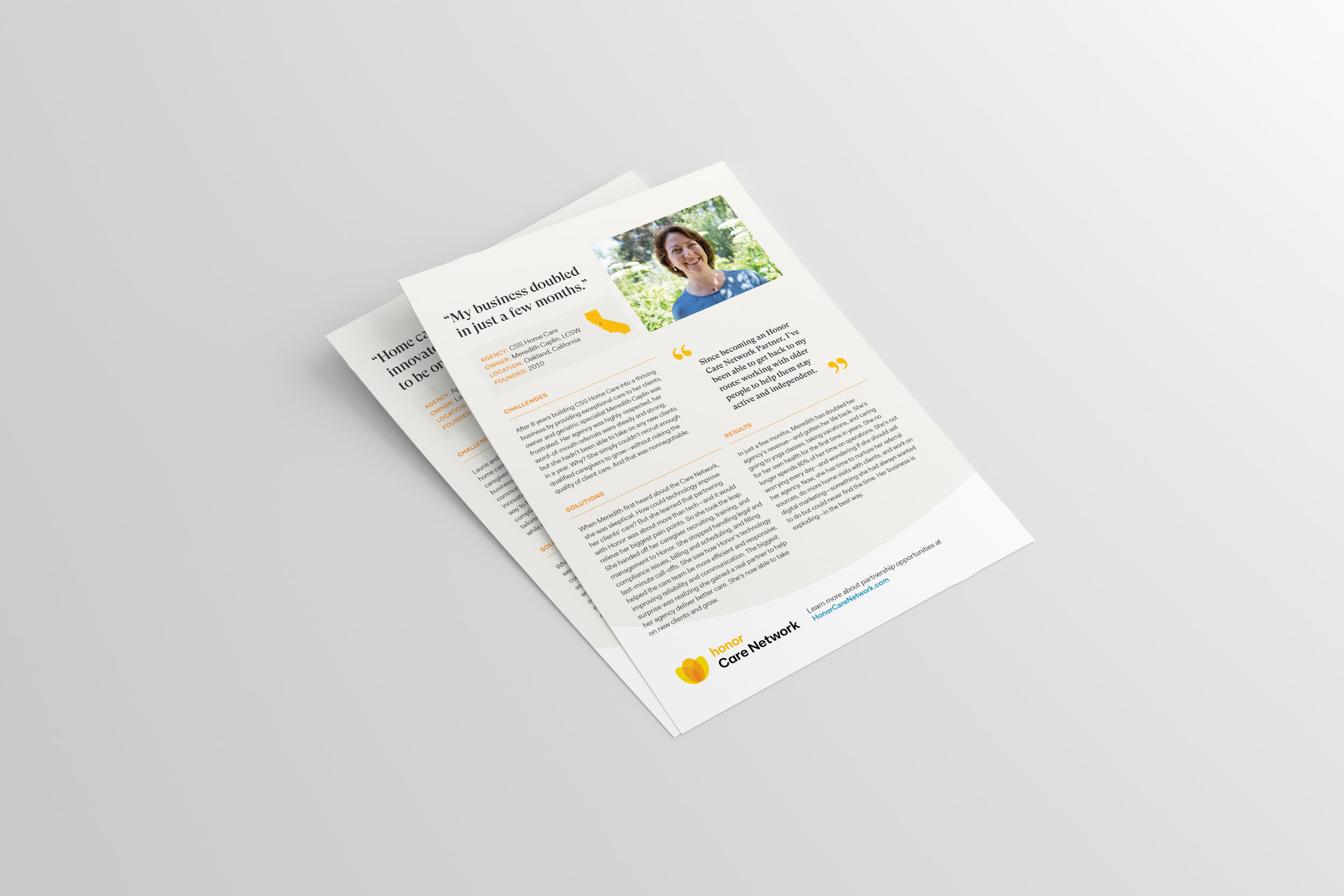Partner stories testimonial-style one-pagers.