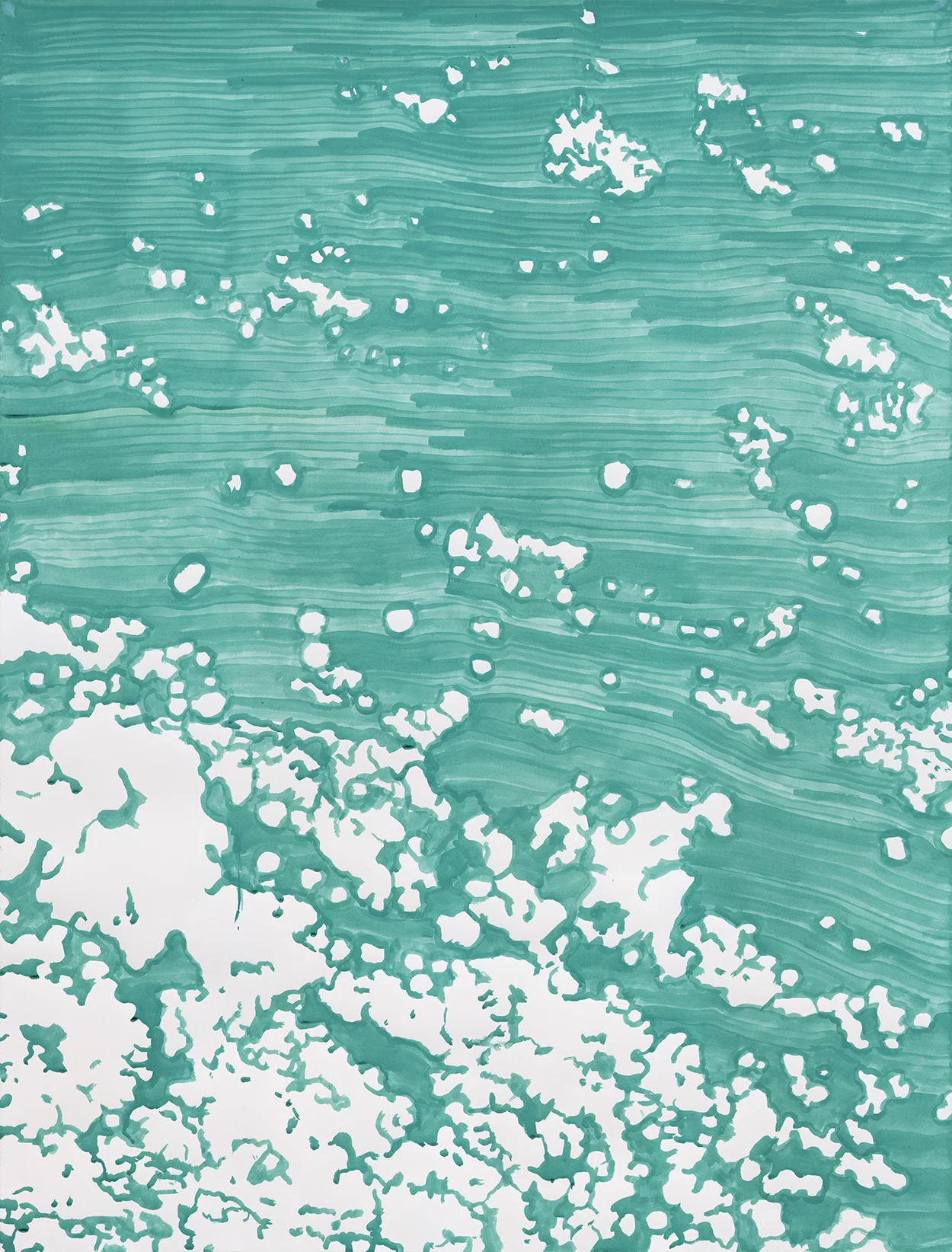 Caribbean Glow Aquamarine, 50" X 38", gouache on paper