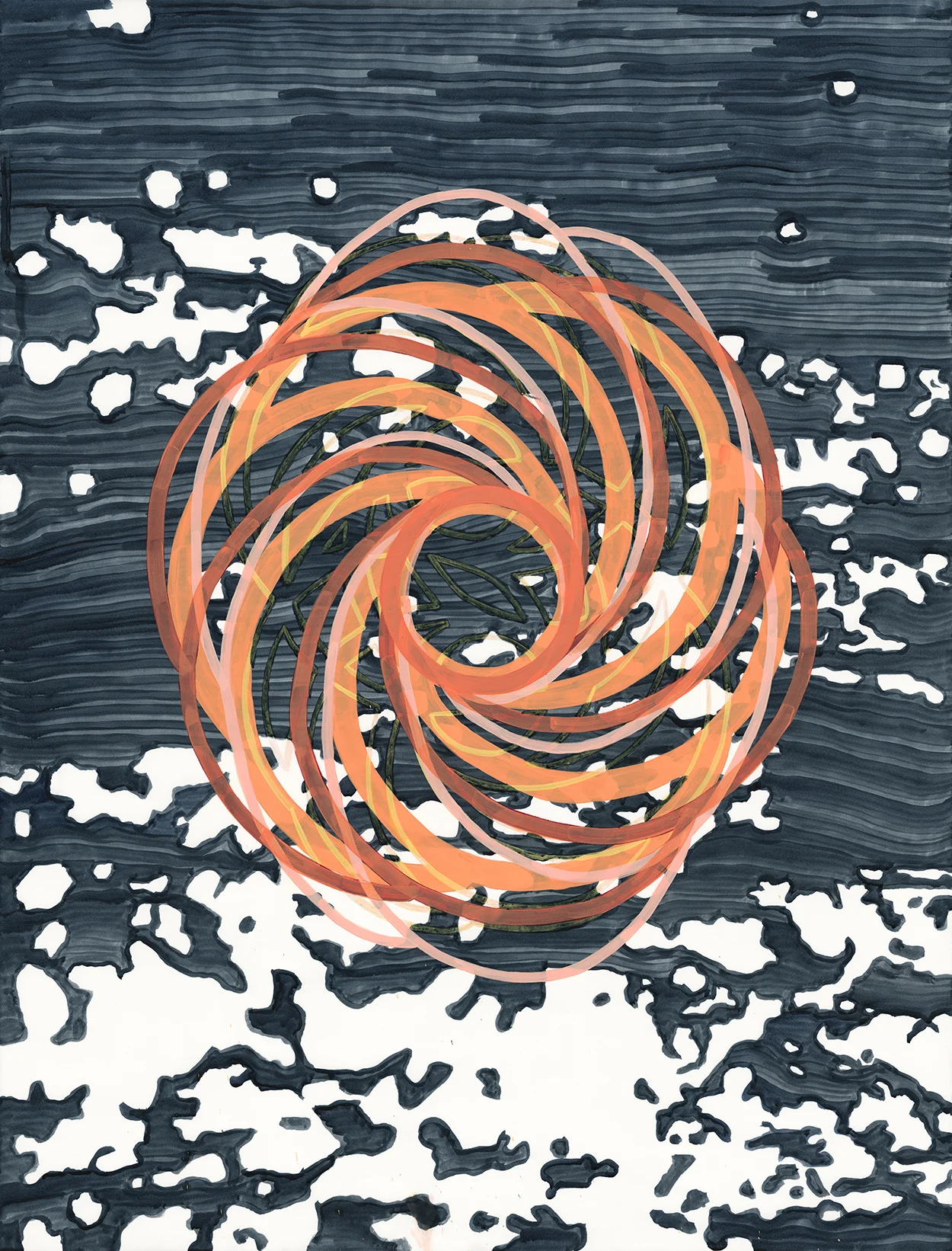 Autumnal Spiral, 50" X 38", gouache on paper