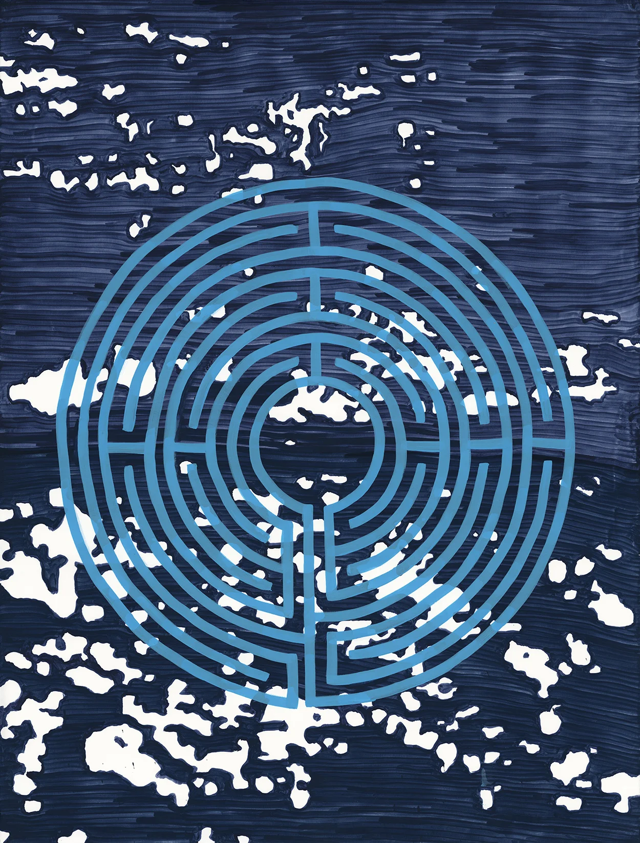 Labyrinth, 50" X 38", gouache on paper