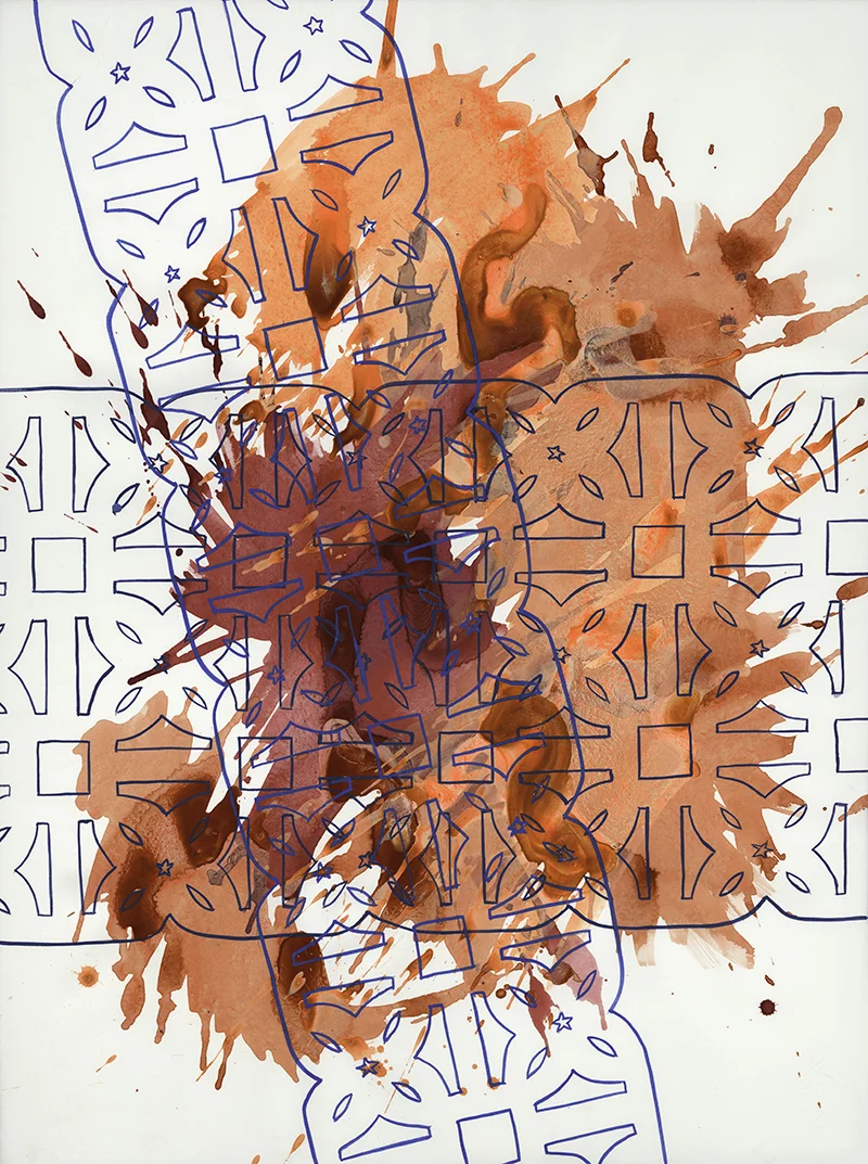 Tile Splash, 30" X 22", gouache on paper