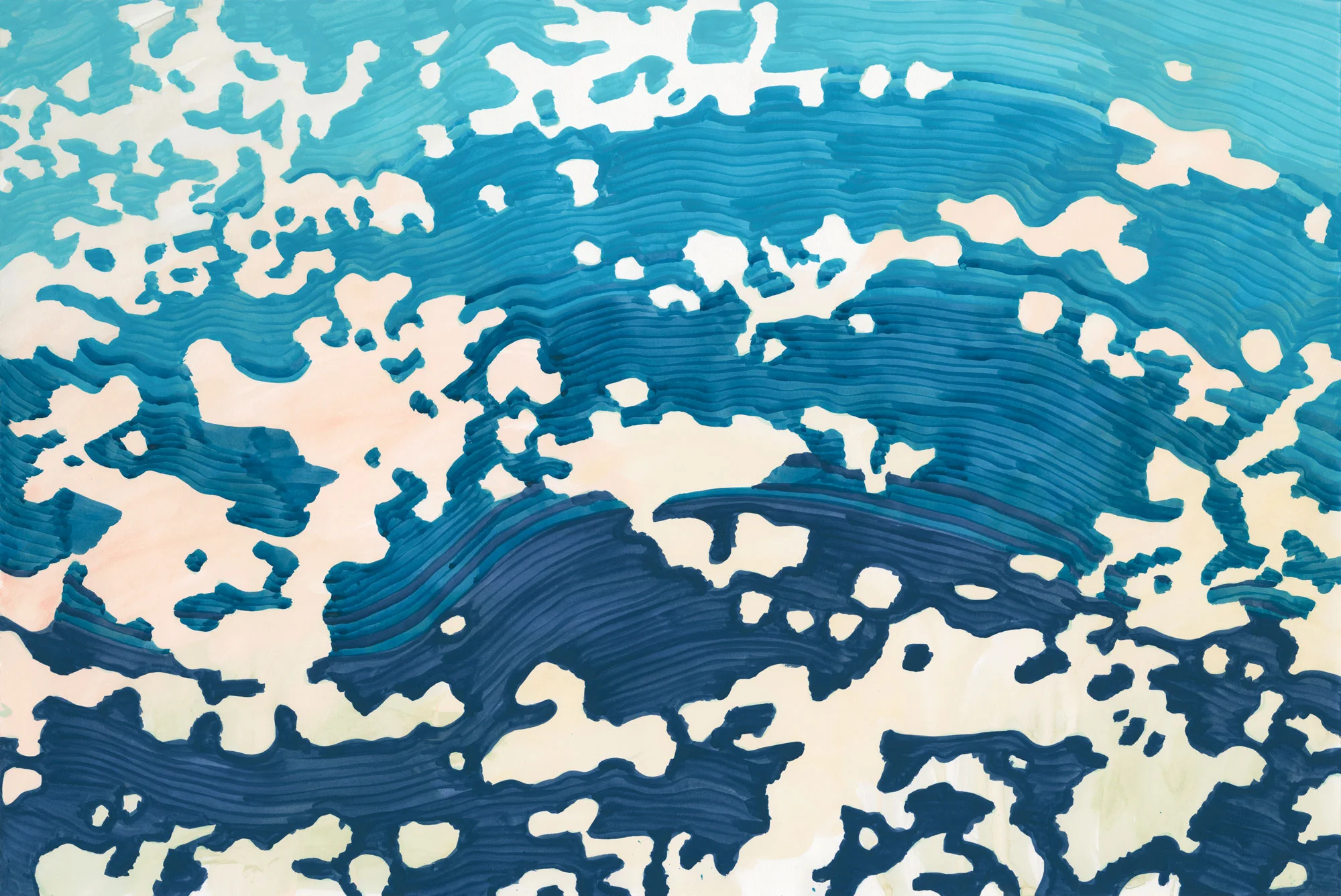 Hues (triptych) gouache on paper, 24" X 36" - SOLD