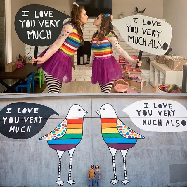 Wow!!!! @mollyweiss and @ariellexo8 killed it being the Love Doves!!!!! @joeylanz can you believe this?!!??? Hahahah the best!!! Thanks guys!!!!! 🌈🌈🌈🌈🌈🎃🎃🎃 @streetartohiocity #kindcomments