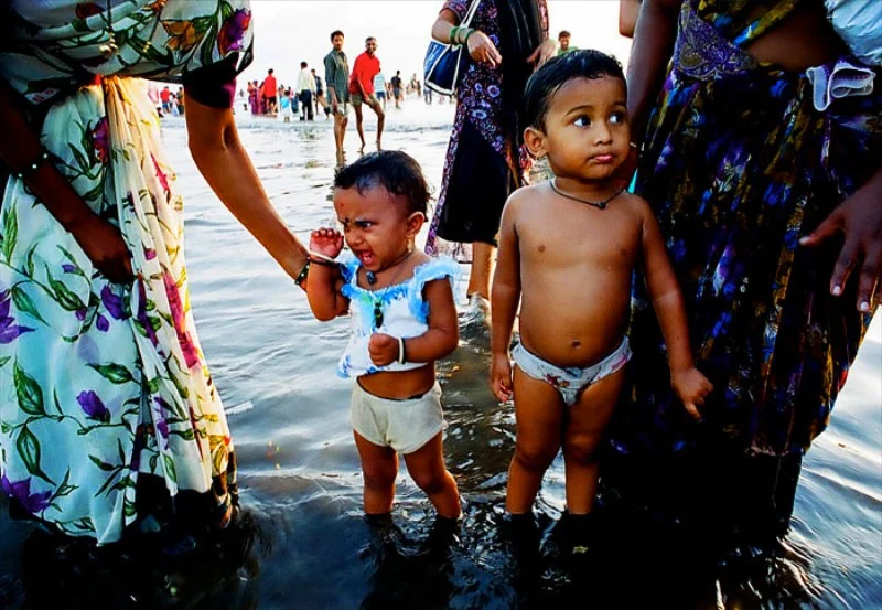Children with mothers at Ganpati Festival. Mumbai, India (Copy)