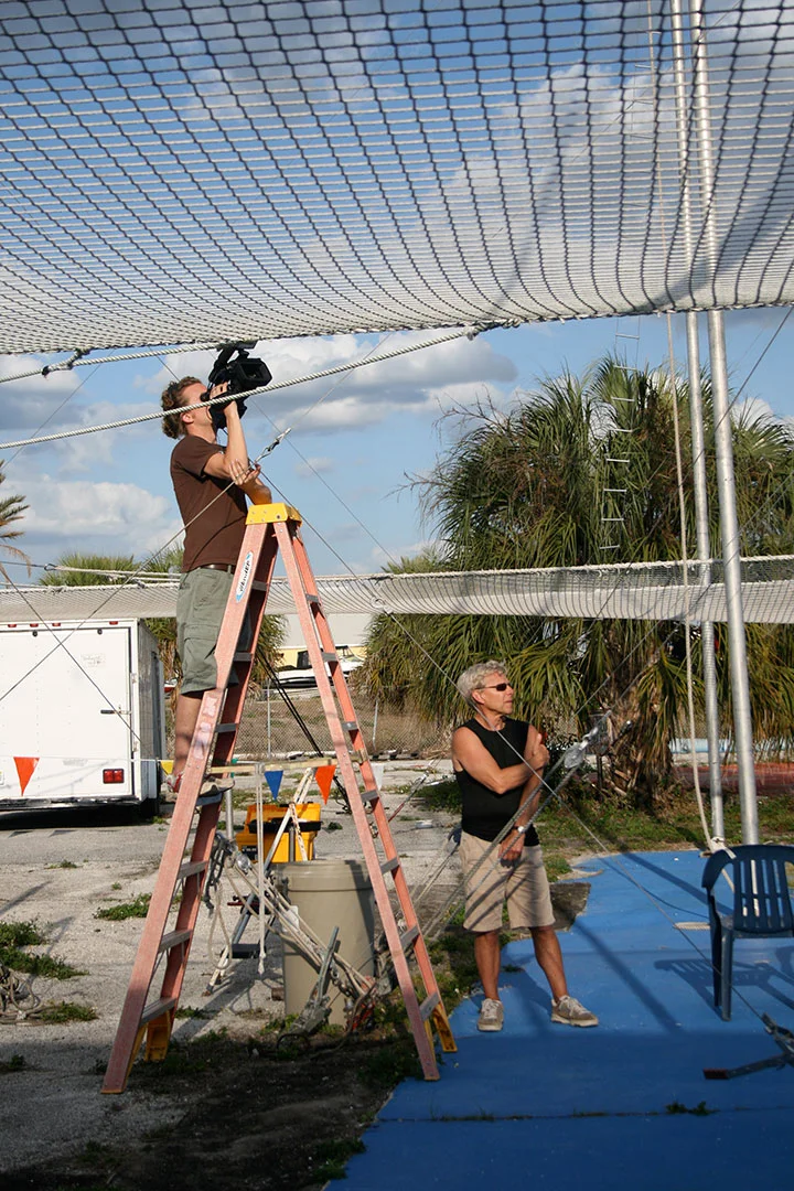 Filming under the net in Venice, FL