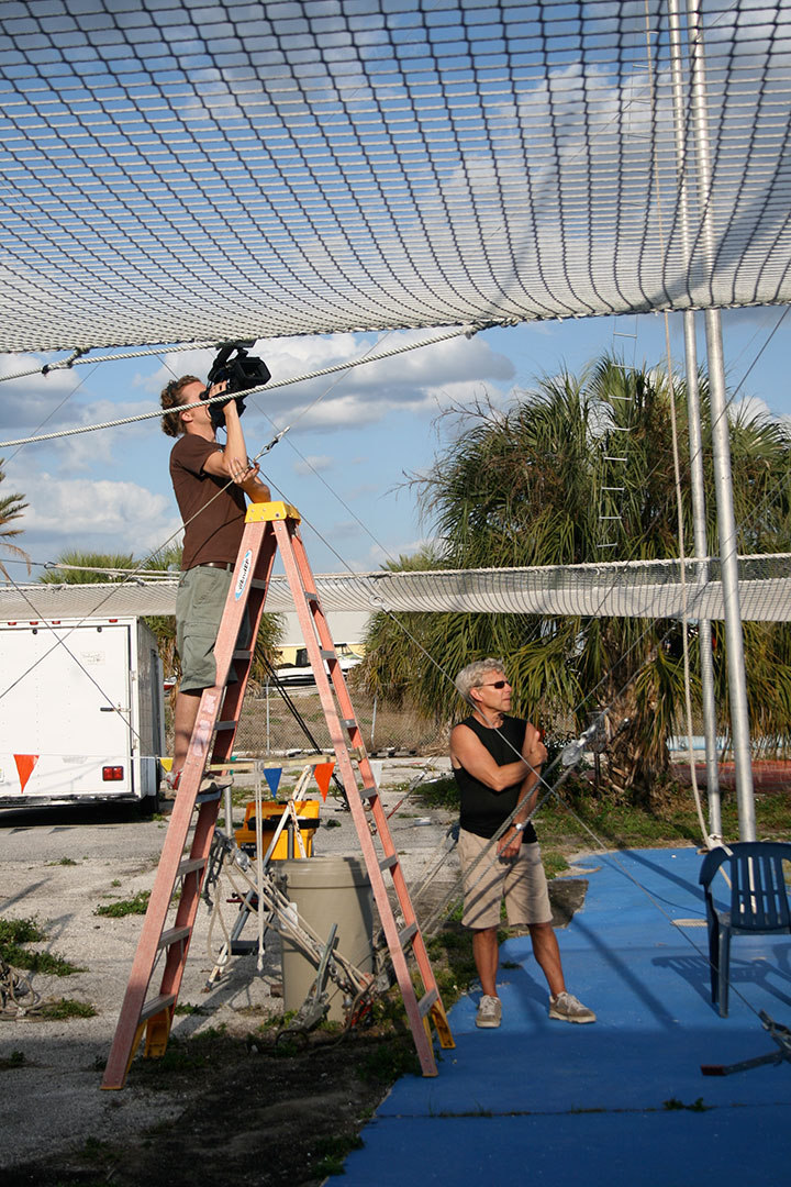 Filming under the net in Venice, FL