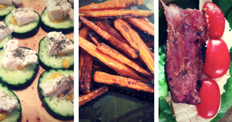  Cucumber Bites Grilled Carrot Fries Club lettuce Wrap