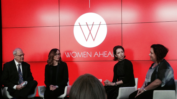 The discussion panel at the Women Ahead program launch was chaired by Georgie Thompson, and featured mentoring expert David Clutterbuck, Olympian Victoria Pendleton, Helena Morrisey CBE and CEO of Newton Investment Management, and Ruth Holdaway, CEO of the Women’s Sport and Fitness Foundation