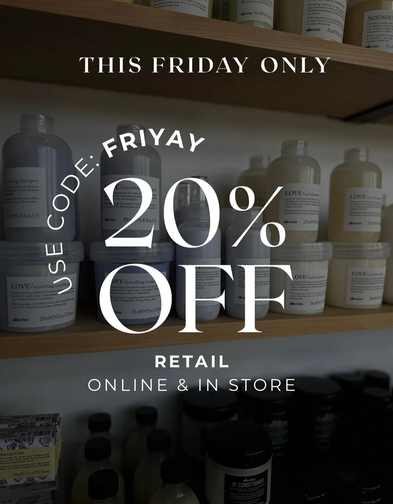 This friday only we have a sale on our retail! 

Use code: FRIYAY for 20% online or in store🌟

#minnesota #minnesotasalon #minnesotalife #minnesotahairstylist #minnesotahair #mnhairstylist #sparksalon