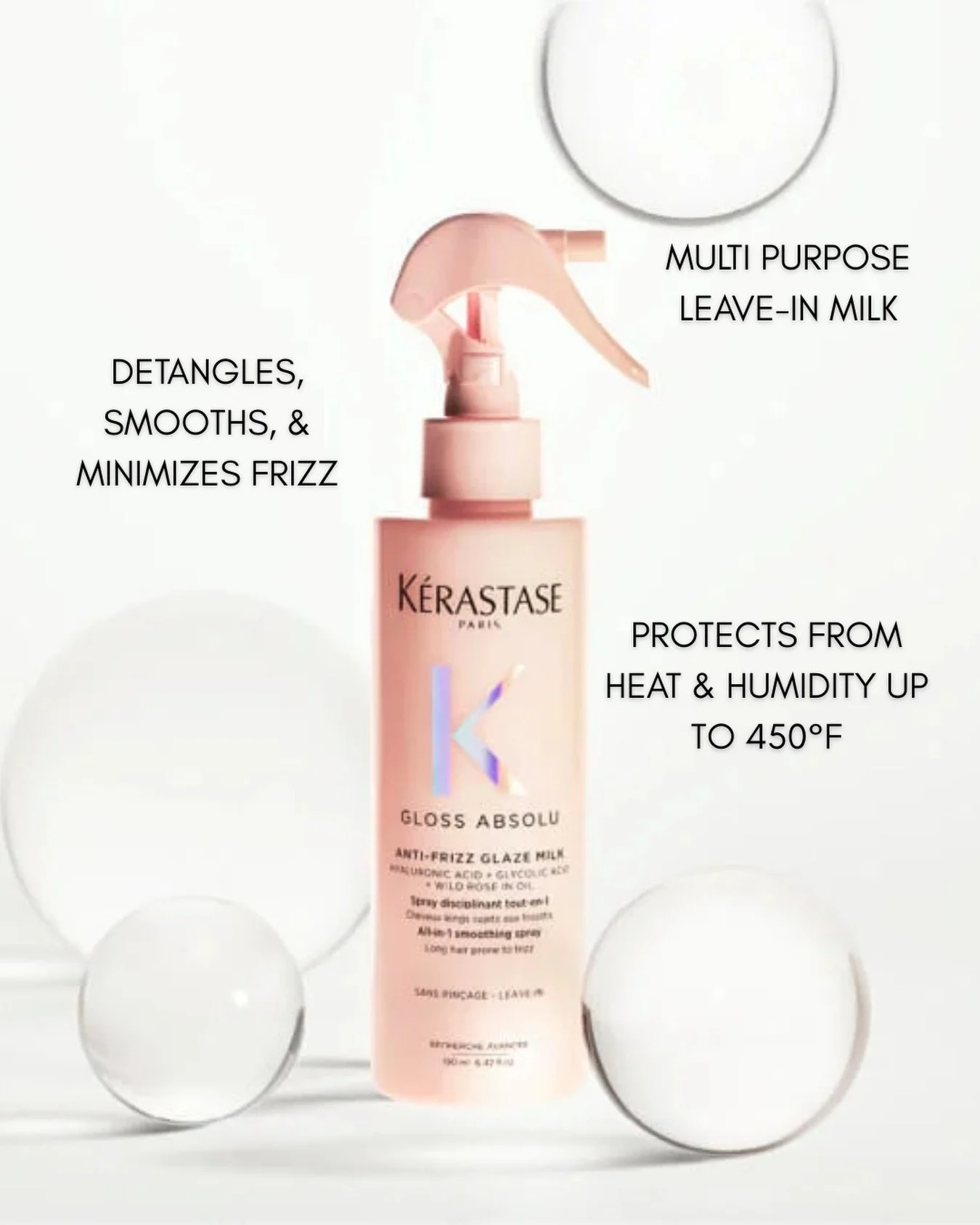 Weekly Product Focus: Leave-In Conditioners 

@kerastase_official Gloss Absolu Anti-Frizz Glaze Milk is a must-have! This lightweight spray detangles, hydrates, and eliminates frizz while protecting from humidity &amp; heat damage. Hyaluronic acid, g