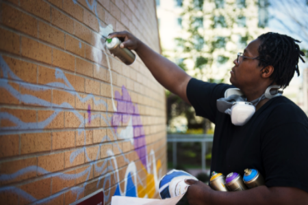 Cedric Douglas “UpWalls” Creative City project; photo courtesy Northeastern University.