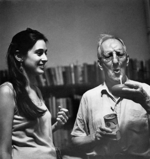 Gail Mazur and Gordon Cairnie, owner of the Grolier Poetry Book Shop, in the late 1960s. Photo by Elsa Dorfman.