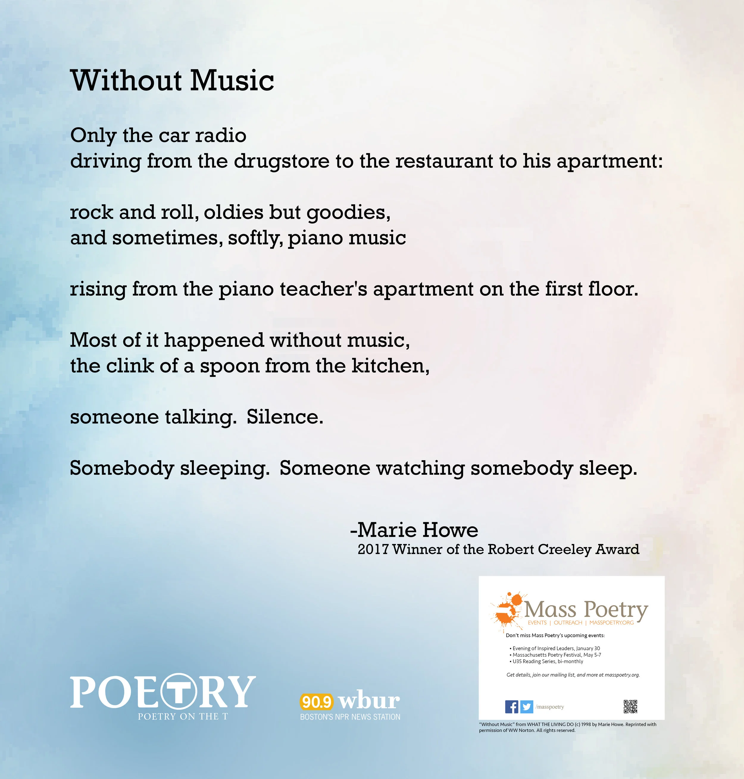 Marie Howe, "Without Music"