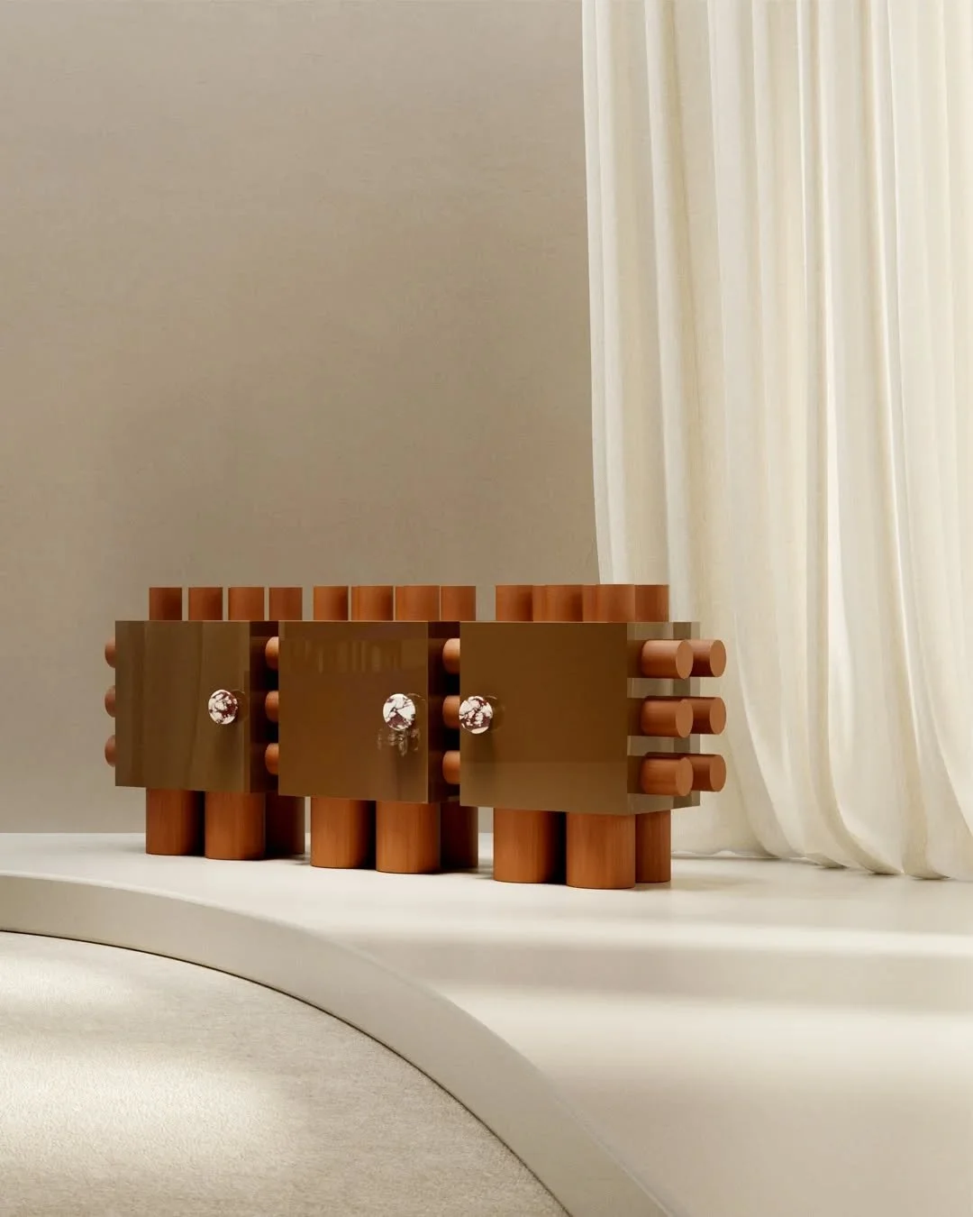 [TOTEMIQUE COLLECTION]
Each module becomes the starting point of your own creation.
&bull;
Your Space. Your Sculpture.
Radically Sculptural. Deeply Personal.
&bull;
Olive Brown/ French Oak/ Calacatta Viola marble