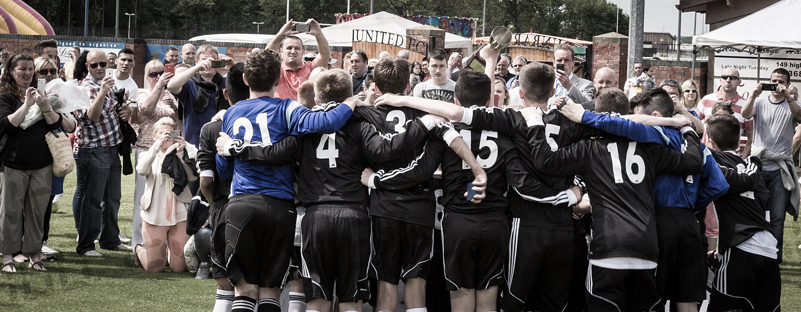 Newcraighall players pose for photographs.