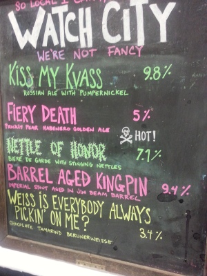 Beers from Watch City Brewing, MA. Our whole selves were on fire after sipping their Fiery Death!