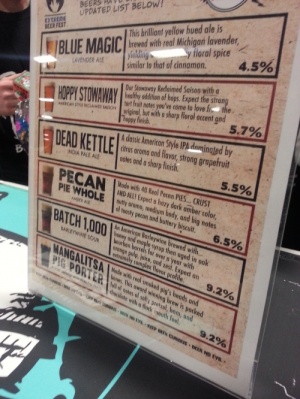 Beers from Right Brain Brewery, MI. Very interesting features we have seen that night.
