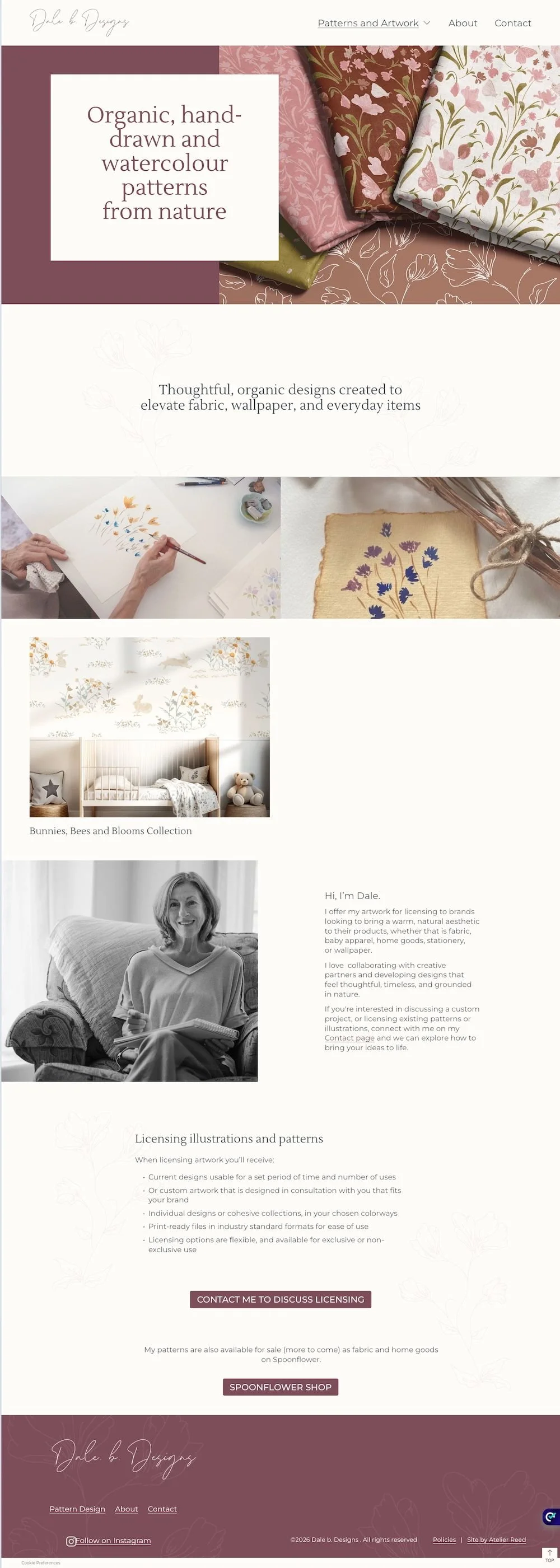 Screen capture of Dale B Designs website portfolio page.