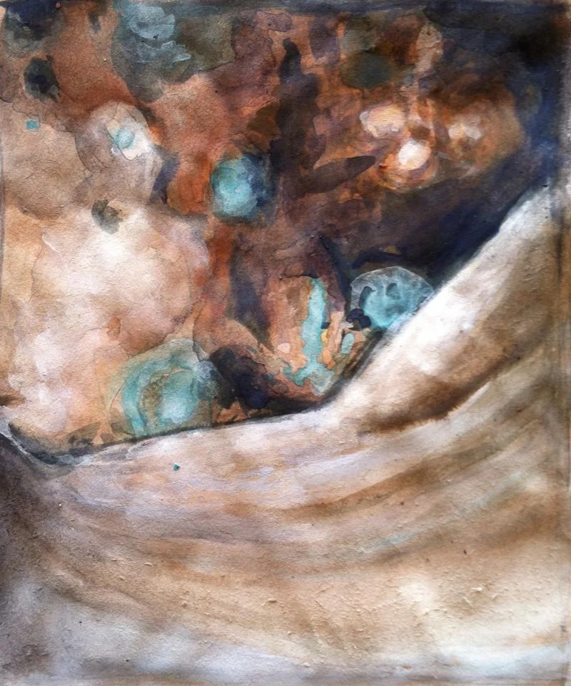 <i>molded tea bag study</i><br>gouache on paper