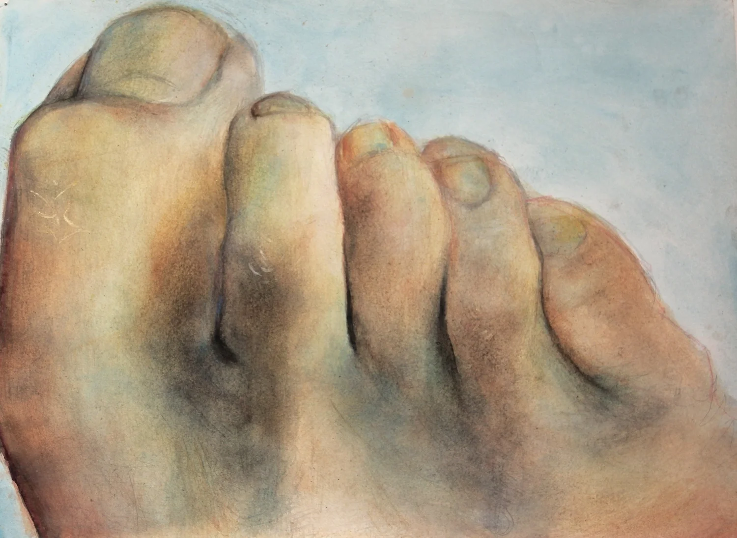 <i>look closely, talk lessly</i> 2015<br>acrylic paint, gouache, india ink, color pencil<br>22"x30"