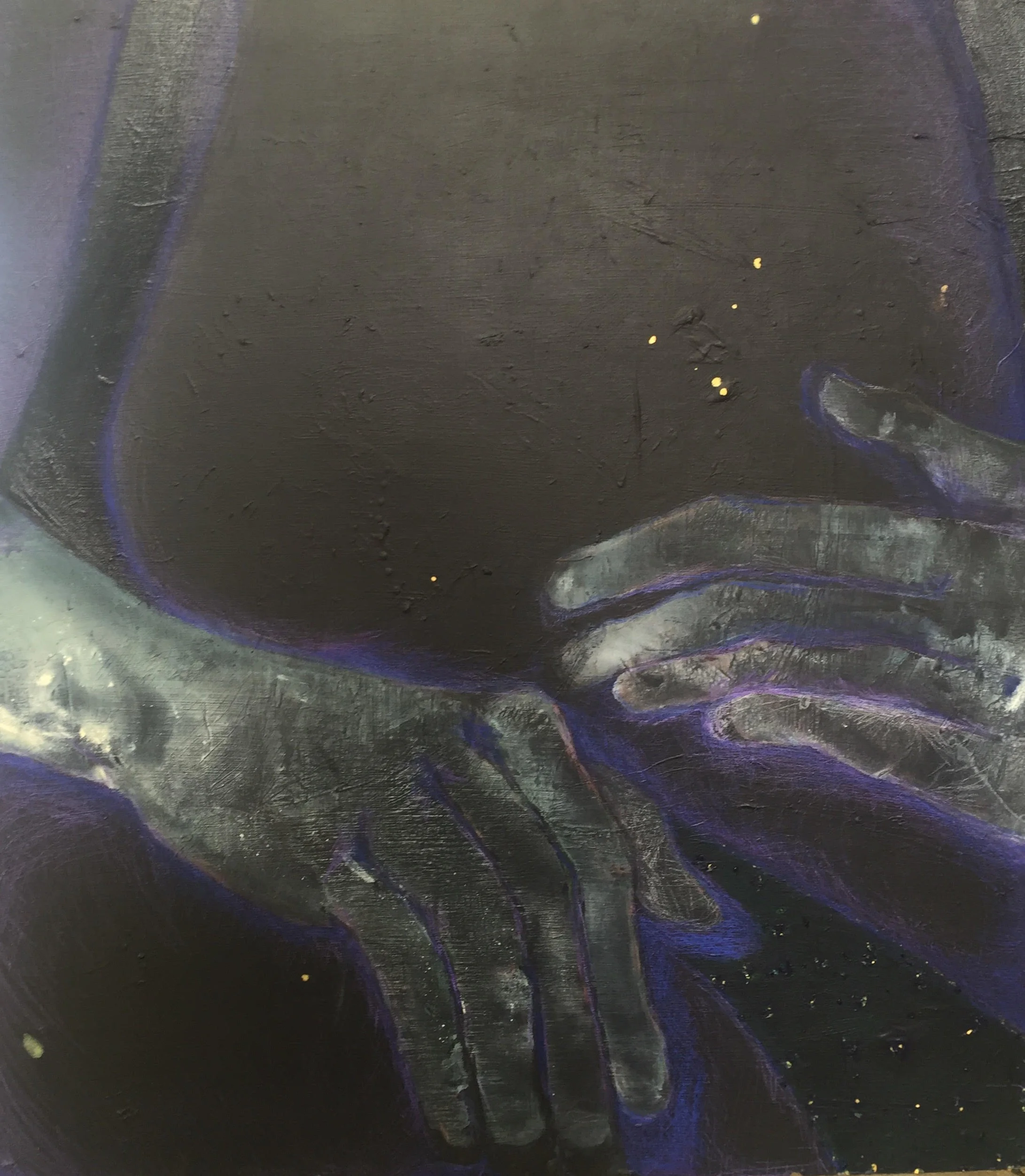<i>arms go round</i>, 2016<br>acrylic paint, watercolor, and color pencil on plywood, 2.5'x3'