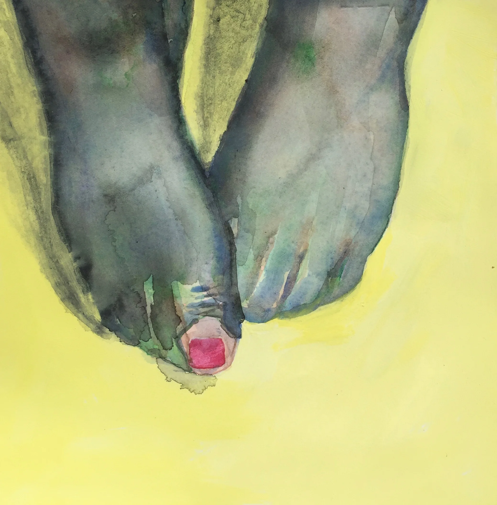 <i>big toe</i>, 2018<br>watercolor and tempera on paper 7.9"x7.9"