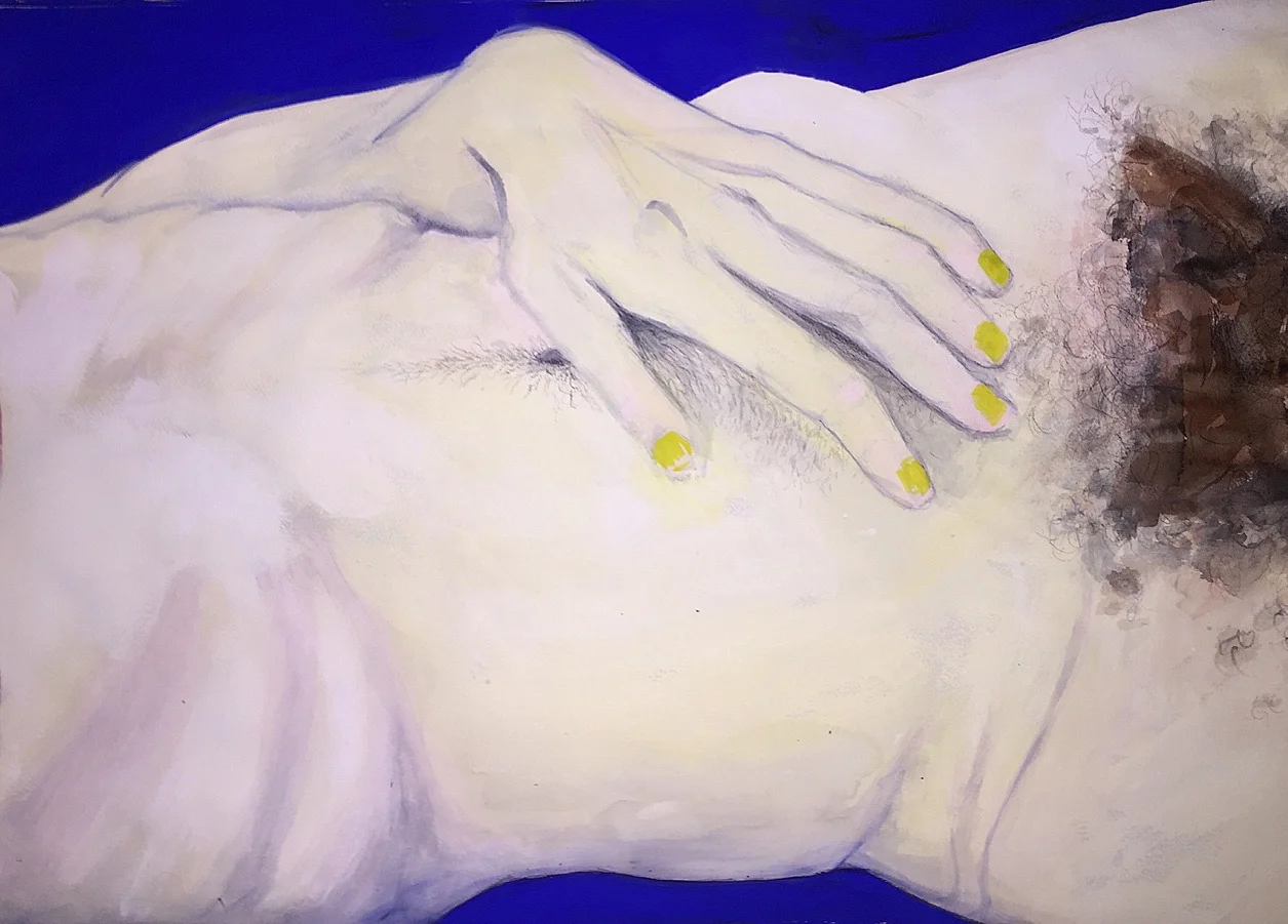 he, 2018 acrylic paint, watercolor, tempera and gouache on paper, 30" x 22"