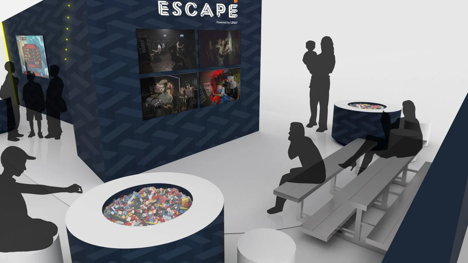 Journey: 3B. While the kids are in the escape room, guardians watch them in action from the spectator area. The same footage is streamed online for gamers or other clan members to watch.