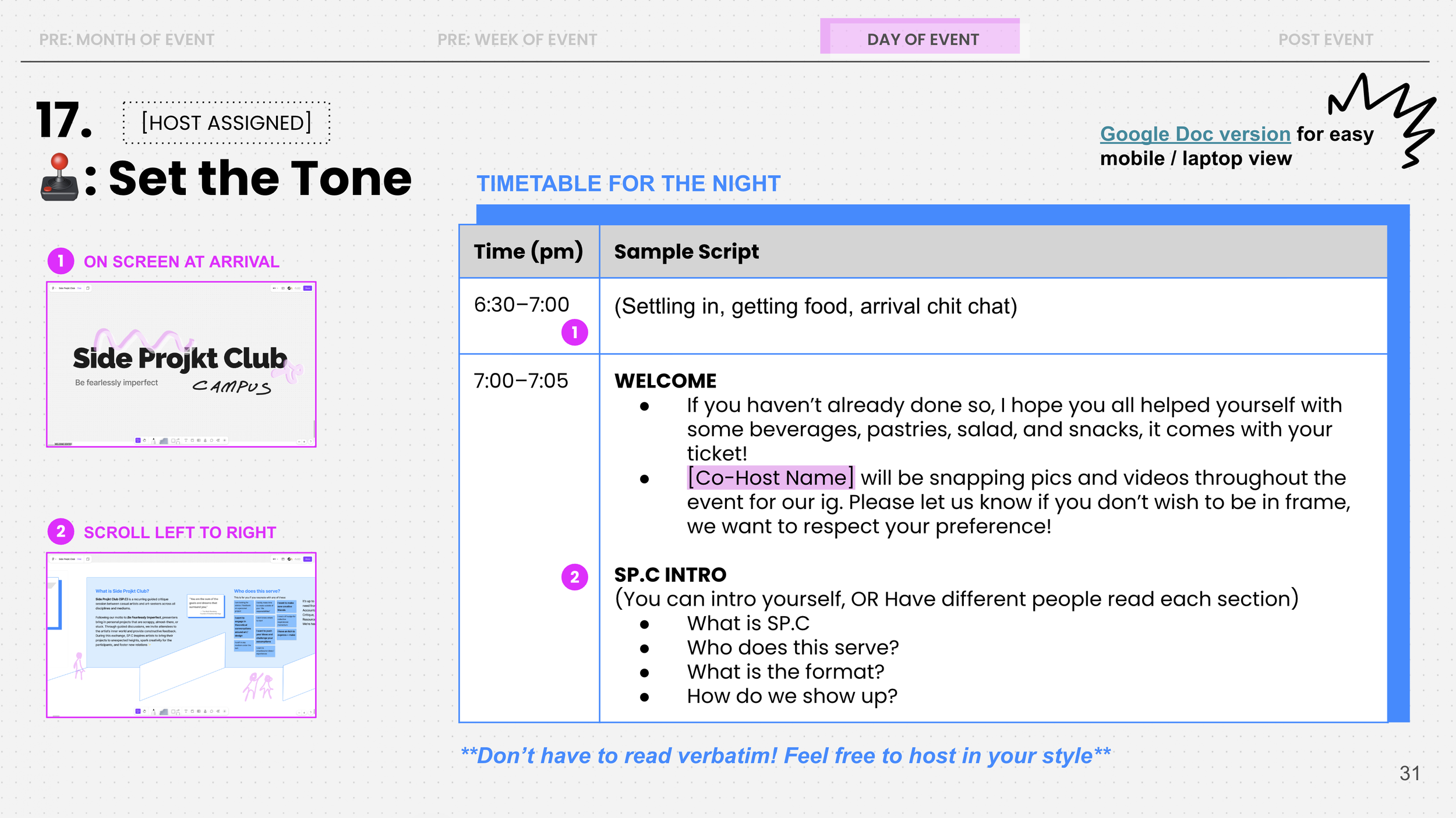 Sample pages of the SP.C Host Playbook