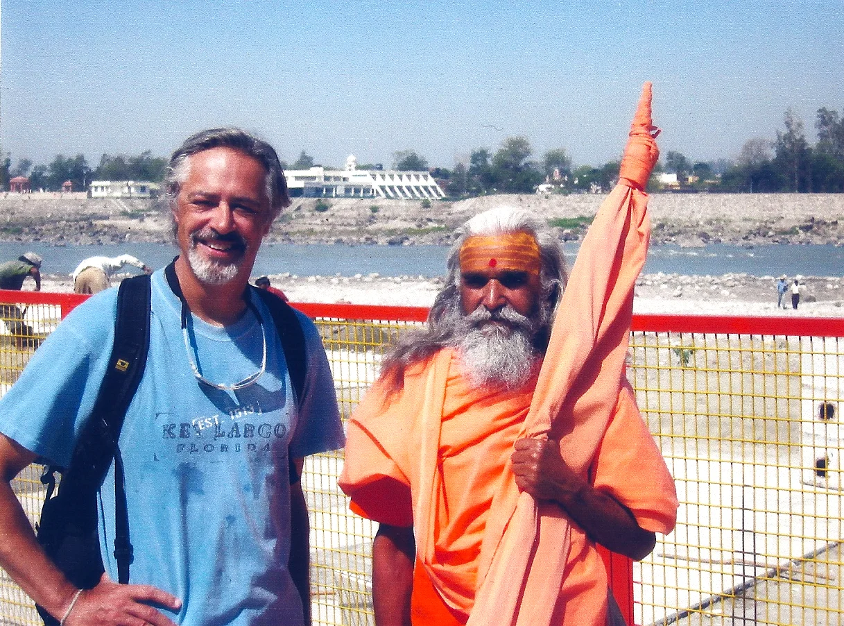 Dana Sawyer and Swami Narayanand Saraswati in Rishikesh, India