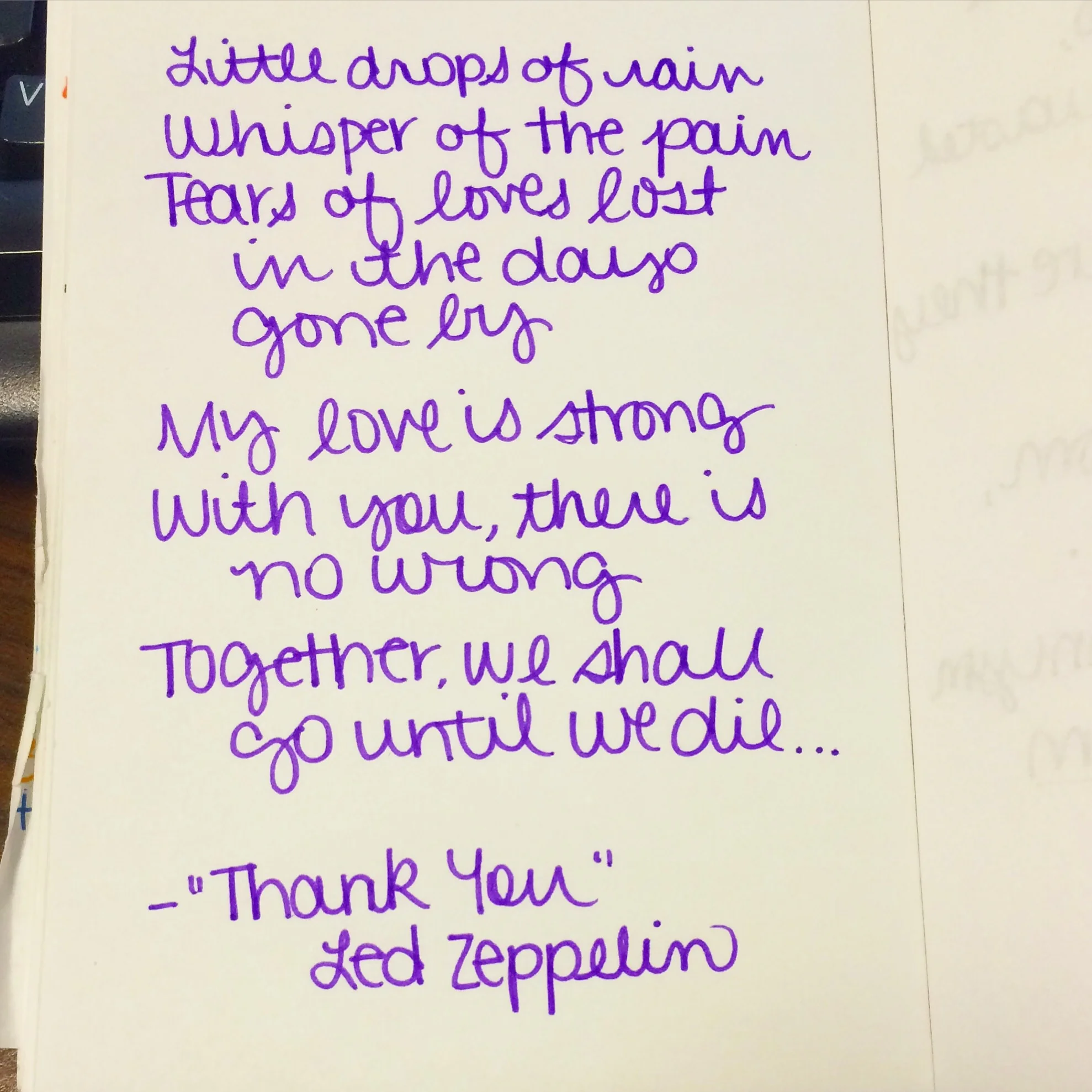Fun fact: My high school yearbook quote was lyrics from "Thank You" :)